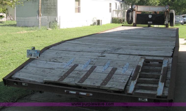 image for item 5103 1977 homebuilt gooseneck, flat-bed, tandem axle trailer