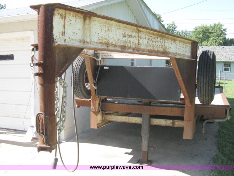 image for item 5103 1977 homebuilt gooseneck, flat-bed, tandem axle trailer