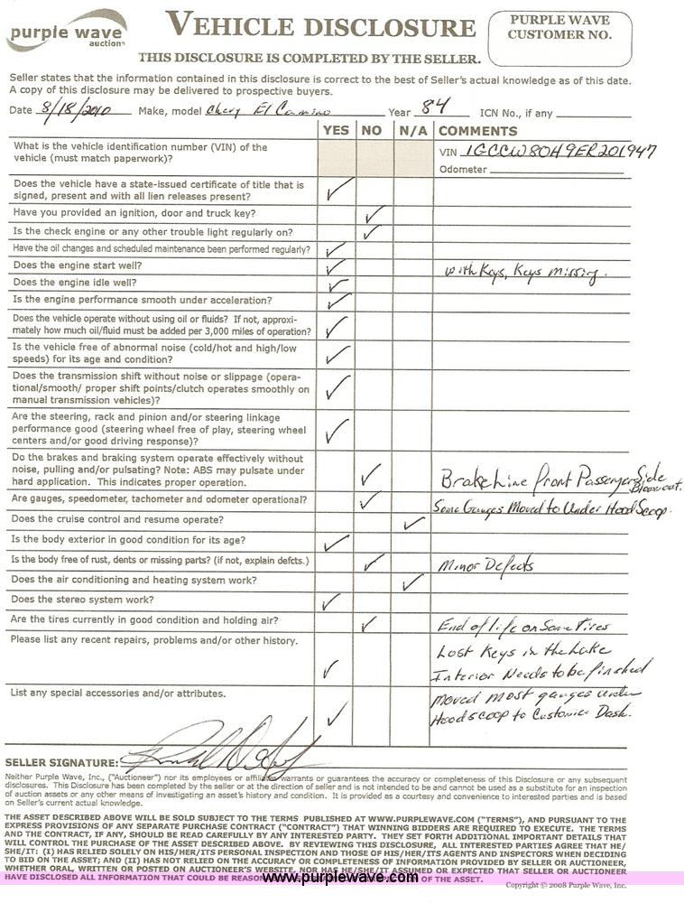 image for item 1000 1984 Chevrolet El Camino