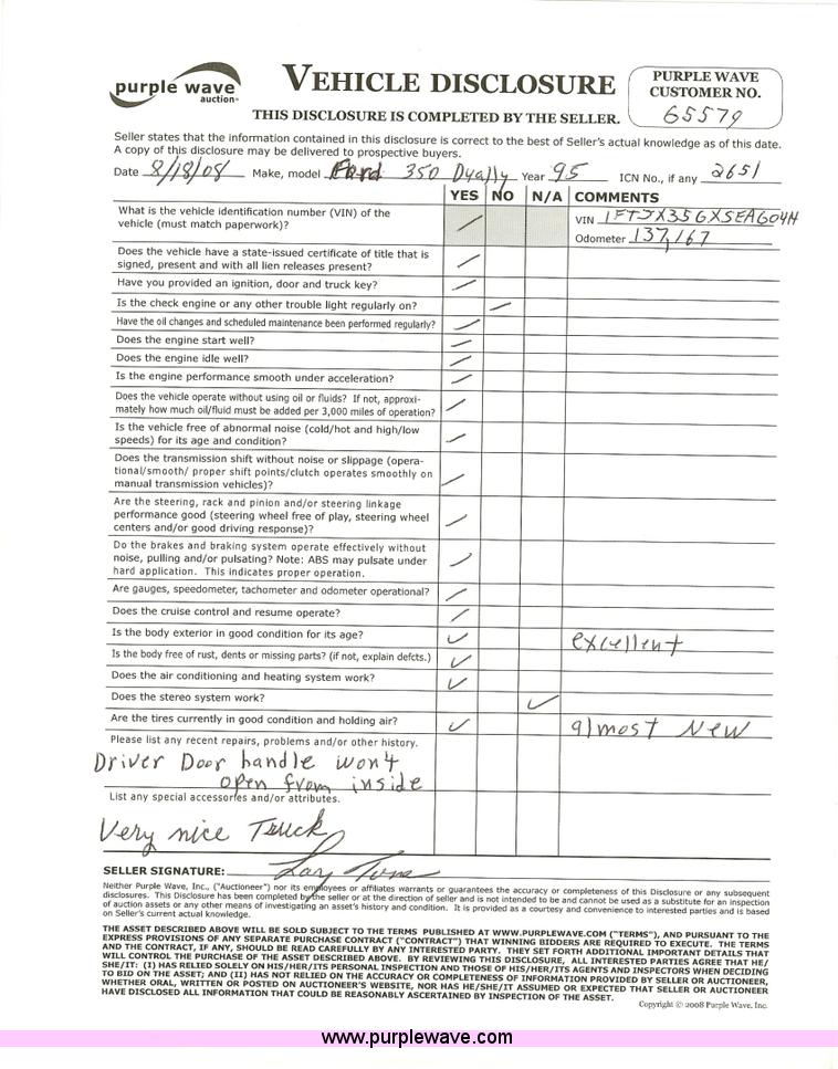 image for item 2651 1995 Ford F350 pickup truck