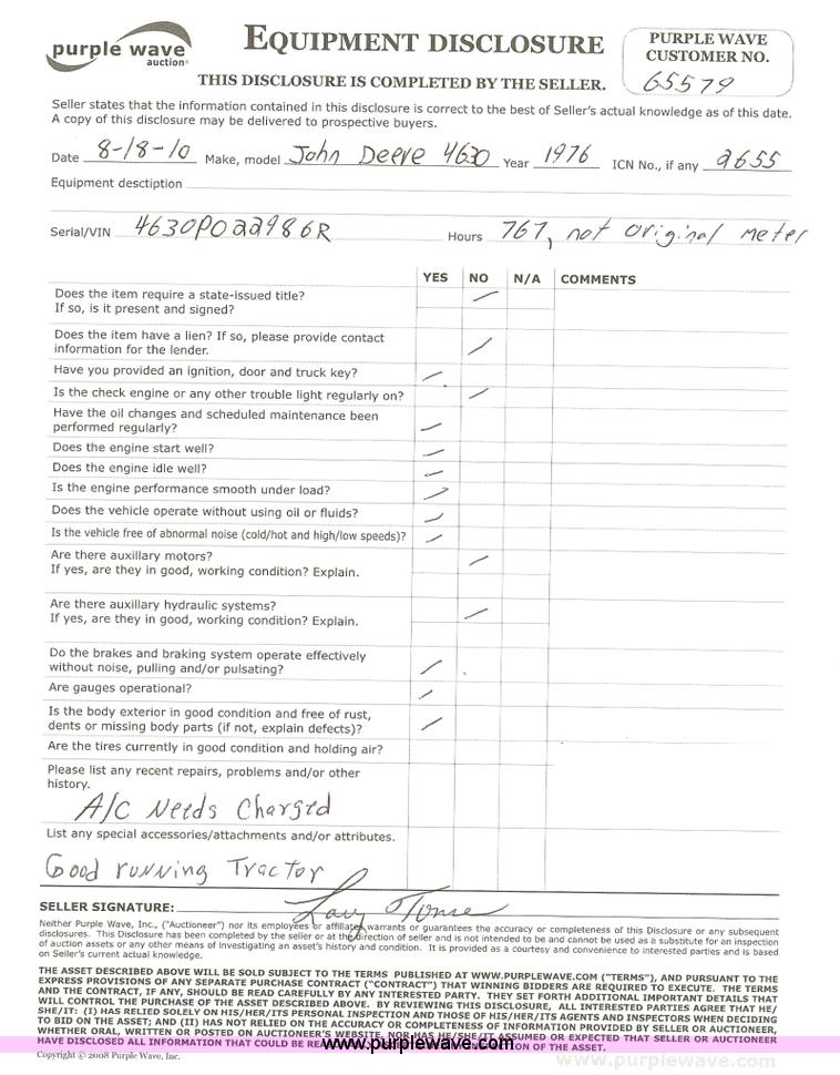 image for item 2655 1976 John Deere 4630 tractor