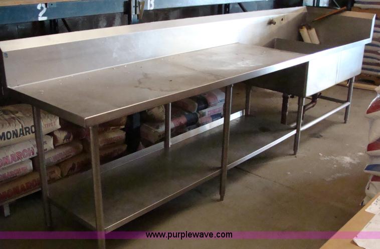 image for item 2600 Stainless steel double deep sink with drain board