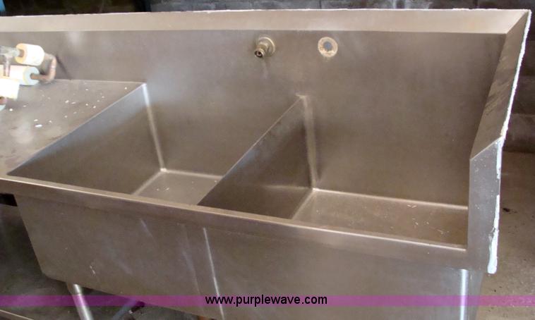 image for item 2600 Stainless steel double deep sink with drain board