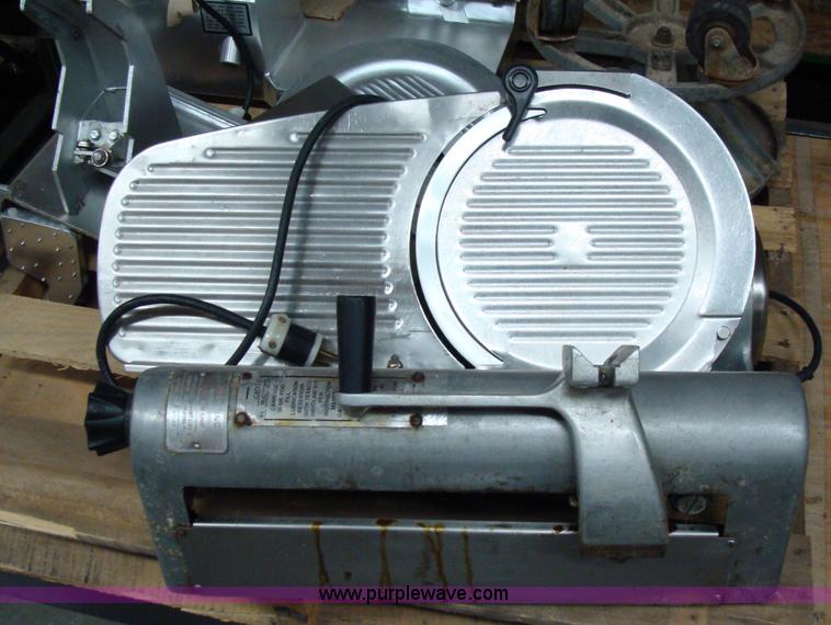 image for item 2606 Hobart slicer and mixing bowl stand on wheels