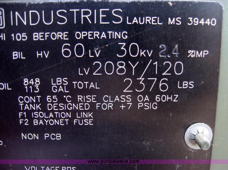 image for item 2720 Howard Industries KVA 150 transformer