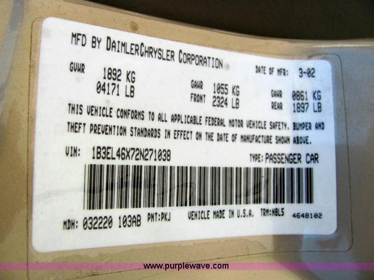 image for item 6834 2002 Dodge Stratus