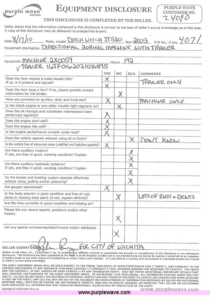 image for item 4071 2003 Ditch Witch JT520 directional boring machine with trailer