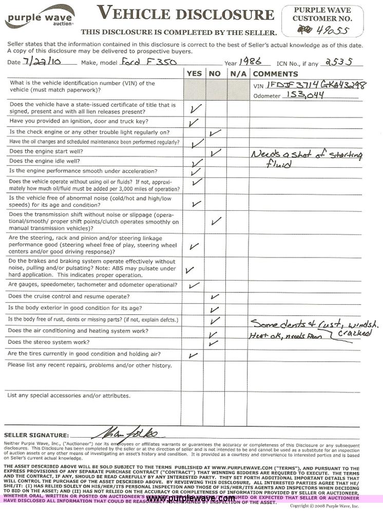 image for item 2535 1986 Ford F350 pickup truck