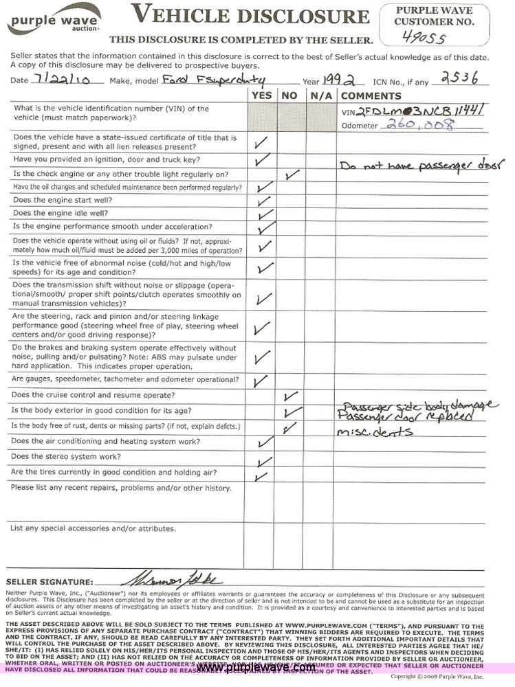 image for item 2536 1992 Ford F450 Super Duty truck