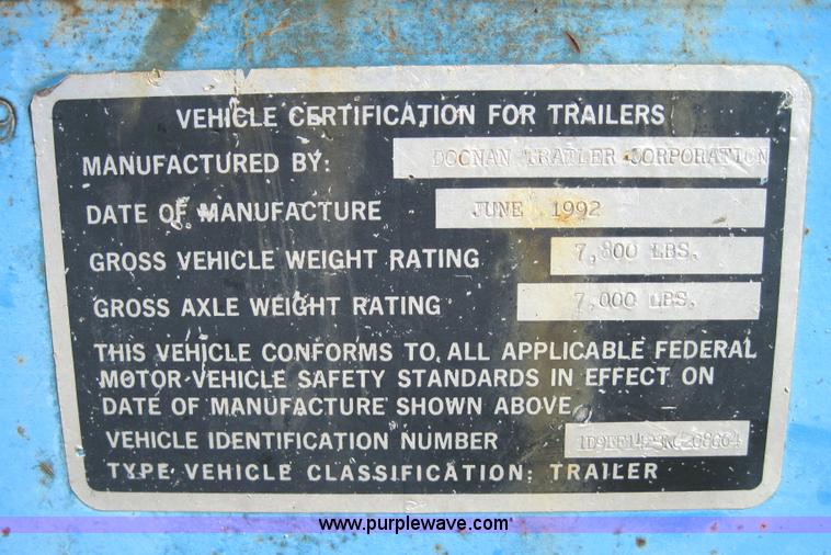 image for item 4133 1992 Doonan 13' equipment trailer