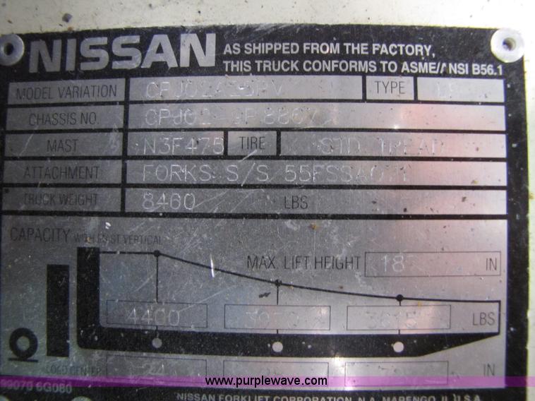image for item 5073 2001 Nissan 50 forklift