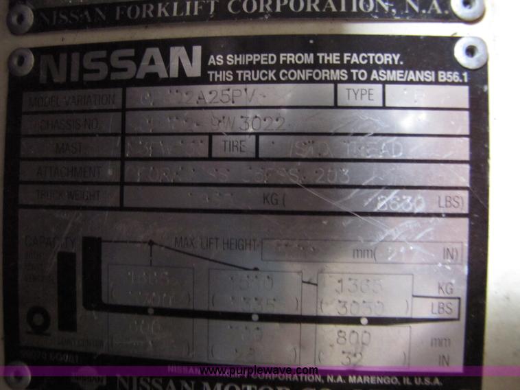 image for item 5077 2002 Nissan 50 forklift