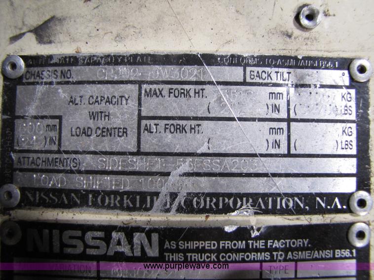 image for item 5081 2002 Nissan 50 forklift