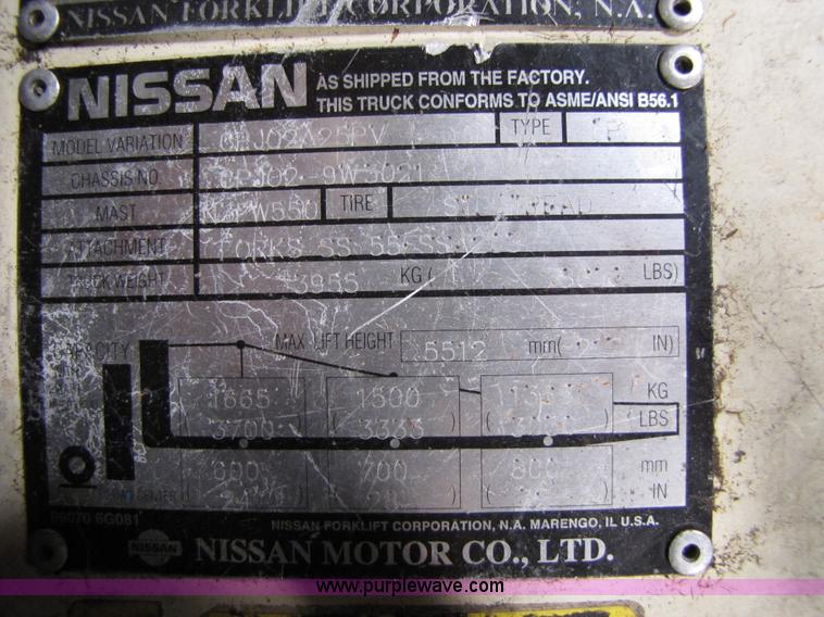 image for item 5081 2002 Nissan 50 forklift