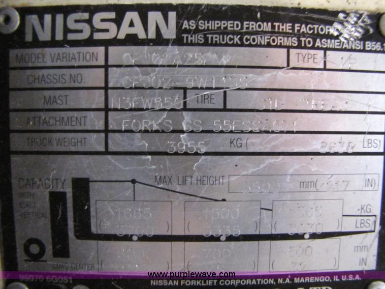 image for item 5083 2002 Nissan 50 forklift