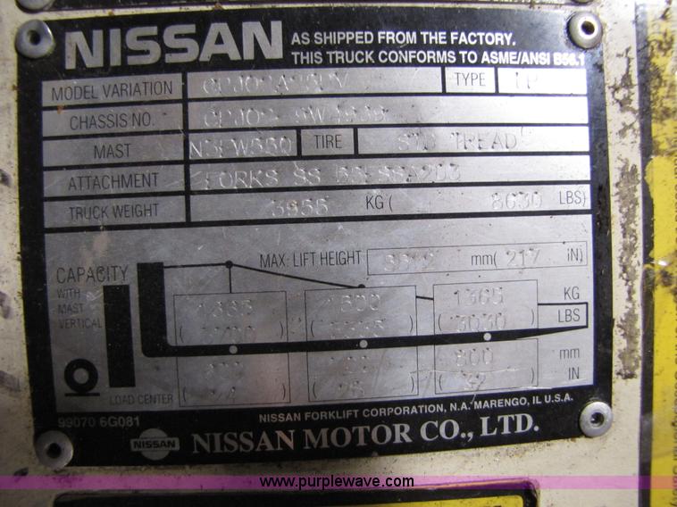 image for item 5091 2003 Nissan 50 forklift