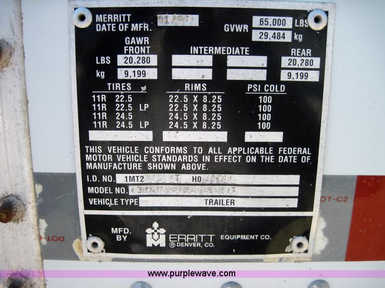 image for item 4124 1996 Merritt 43' grain hopper trailer