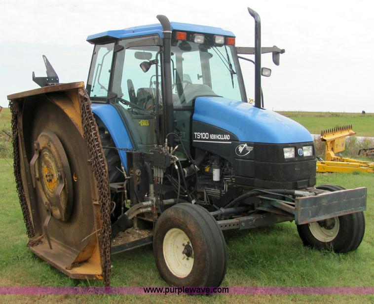 image for item 6942 2002 New Holland TS100 tractor with side-boom mower