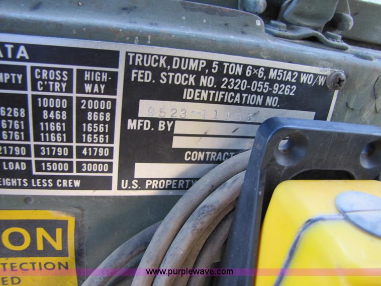 image for item 3134 M51A2 5-ton 6x6 army truck with 10.5' dump bed