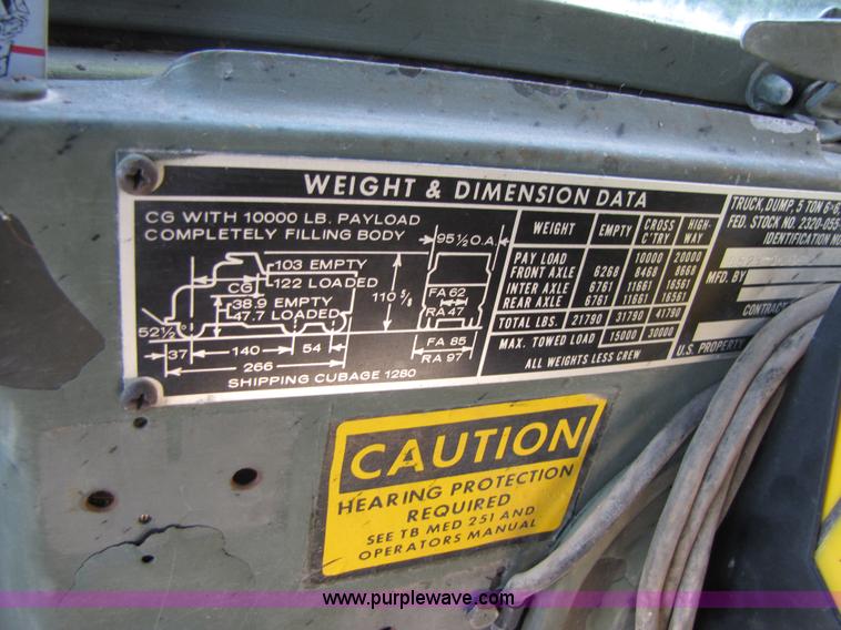 image for item 3134 M51A2 5-ton 6x6 army truck with 10.5' dump bed