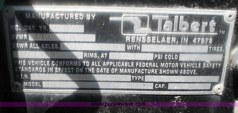 image for item 3549 2001 Talbert Austin AC-20 trailer
