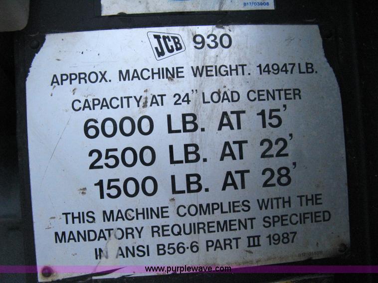 image for item 5114 1999 JCB 930 rough terrain forklift