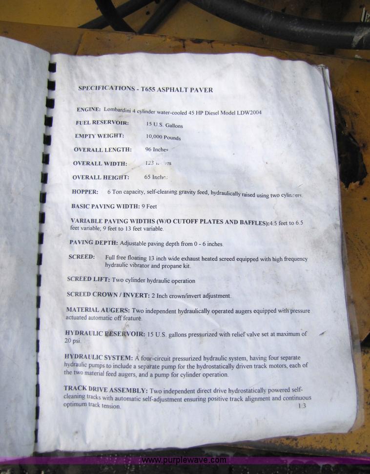 image for item 5181 1999 Puckett Bros T655 asphalt paver