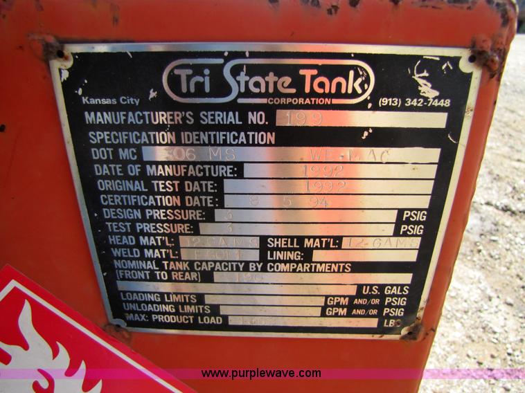 image for item 5247 1992 Tri-state fuel tank
