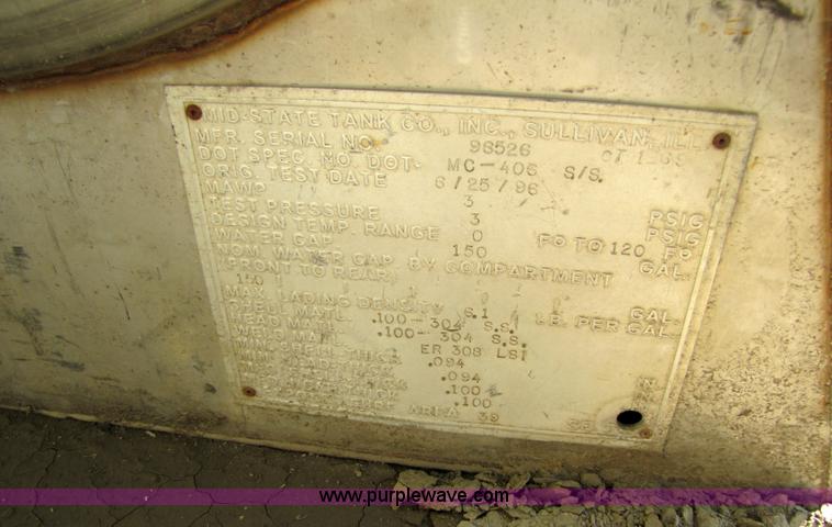 image for item 5252 1998 Mid-State stainless steel fuel tank with pump