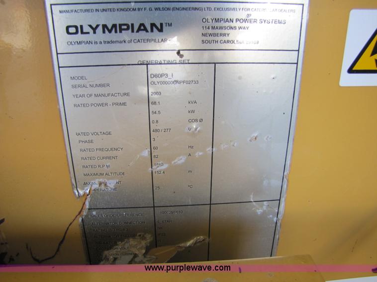 image for item 5287 2003 Olympian generator