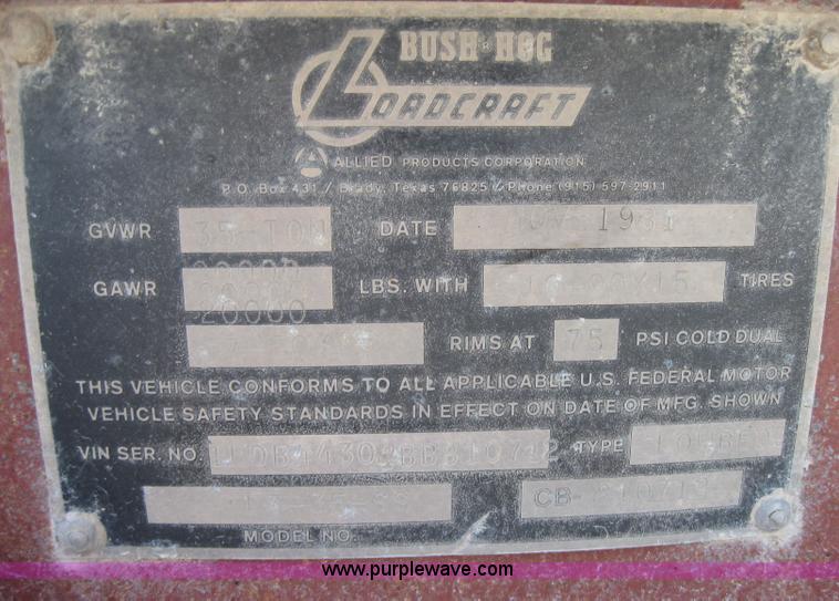 image for item 5566 1981 Bush Hog Landcraft 32' flatbed trailer