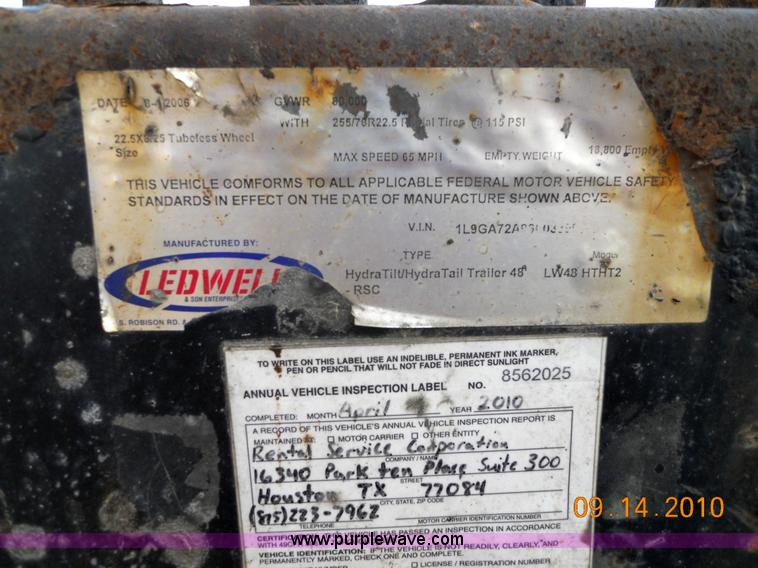 image for item 7070 2006 Ledwell LW48HTHT2 hydra tilt trailer