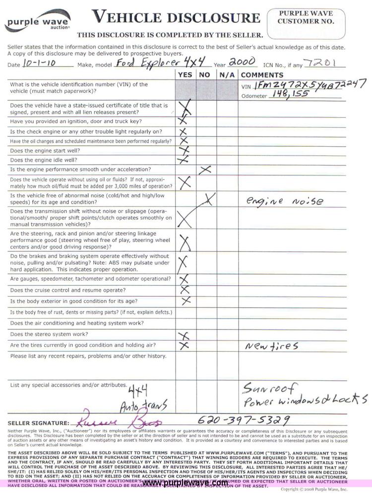 image for item 7201 2000 Ford Exporer XLS