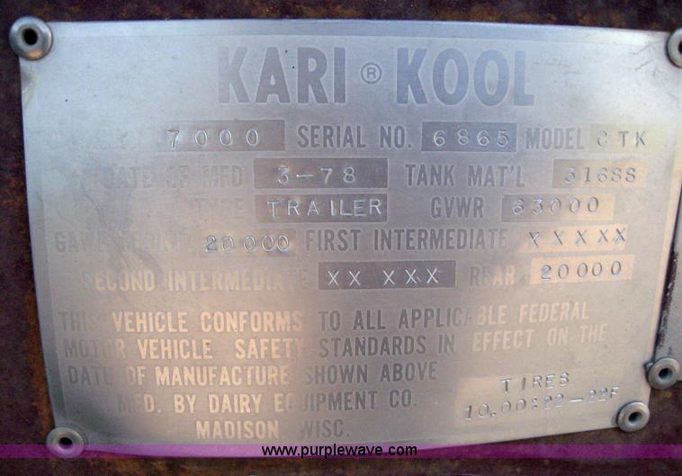 image for item 6161 1978 Karl Cool CTK stainless steel tanker