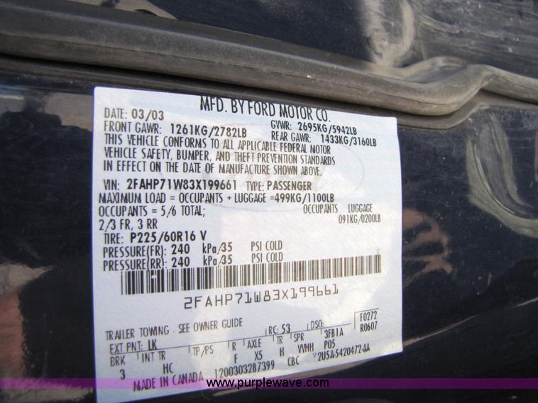 image for item 4660 2003 Ford Crown Victoria Police Interceptor