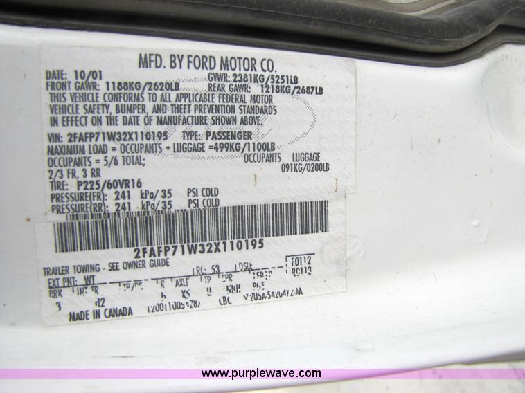 image for item 5210 2002 Ford Crown Victoria Police Interceptor sedan