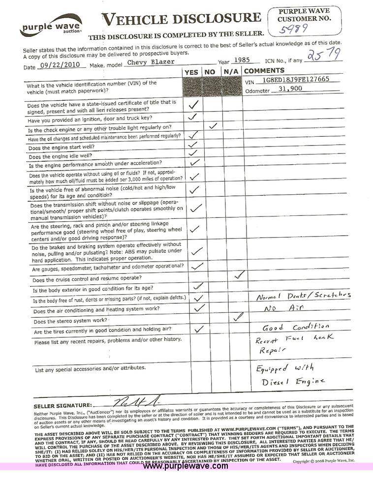 image for item 2579 1985 Chevrolet D10 Military Blazer