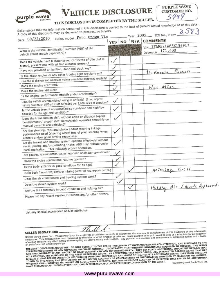 image for item 2583 2005 Ford Crown Victoria Police Interceptor