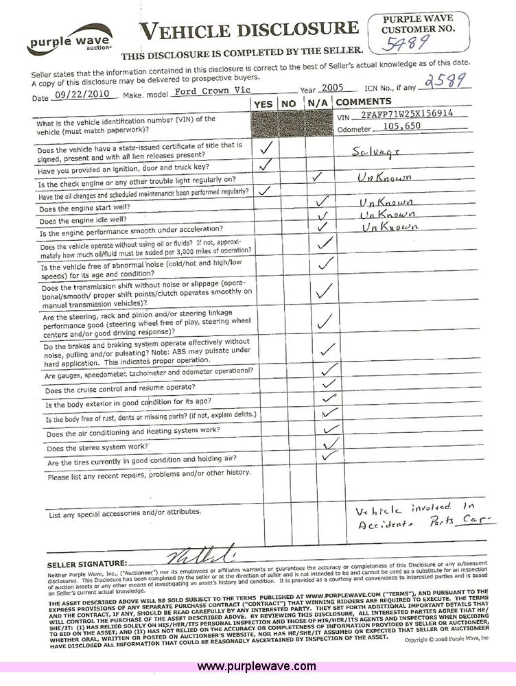 image for item 2589 2005 Ford Crown Victoria Police Interceptor