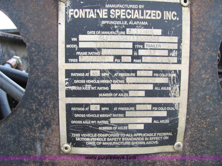 image for item 4855 1996 Fontaine TA50NGB 50 ton drop deck trailer
