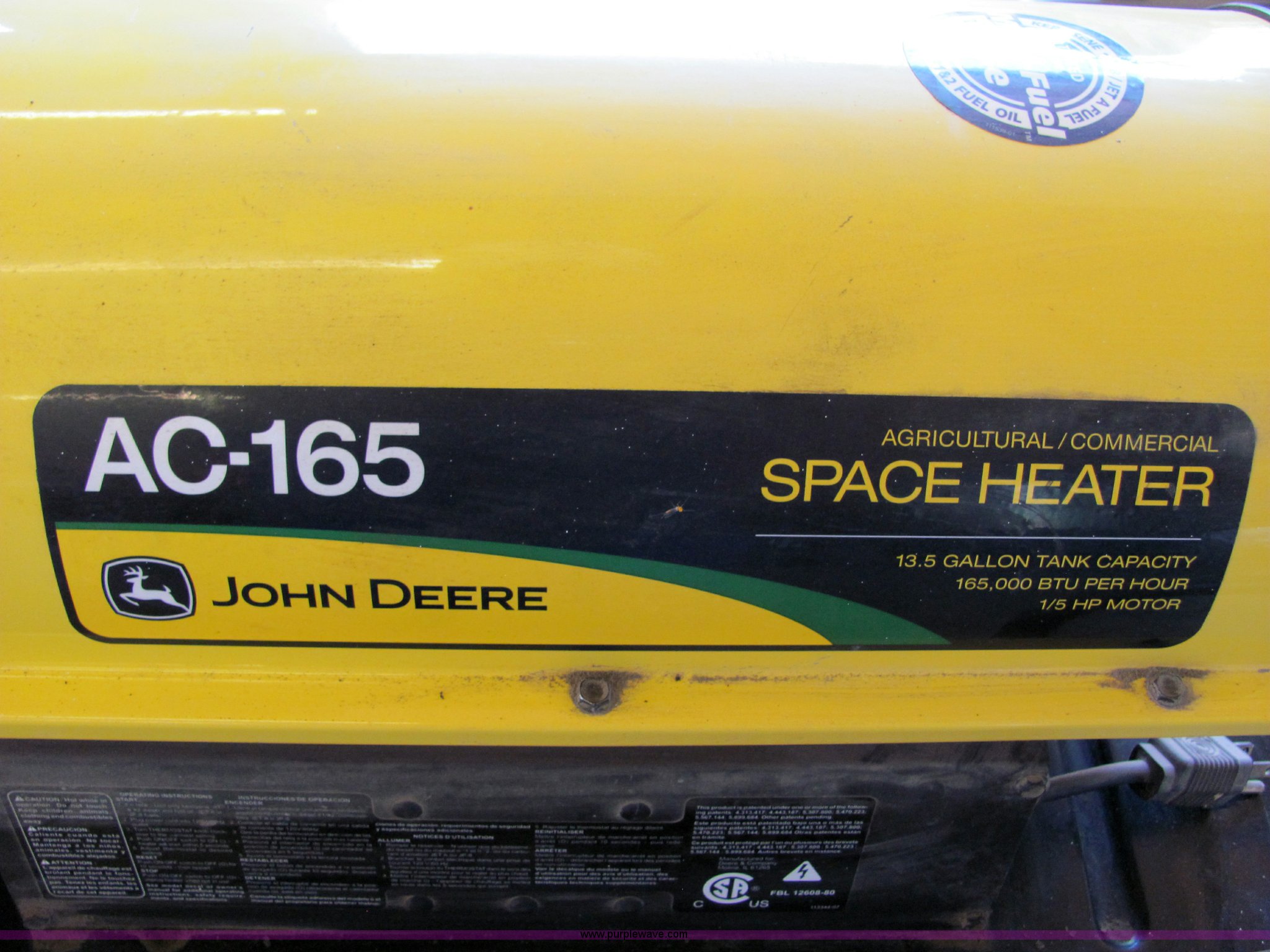 John Deere AC-165 space heater in Fredonia, KS | Item 4892 sold | Purple  Wave