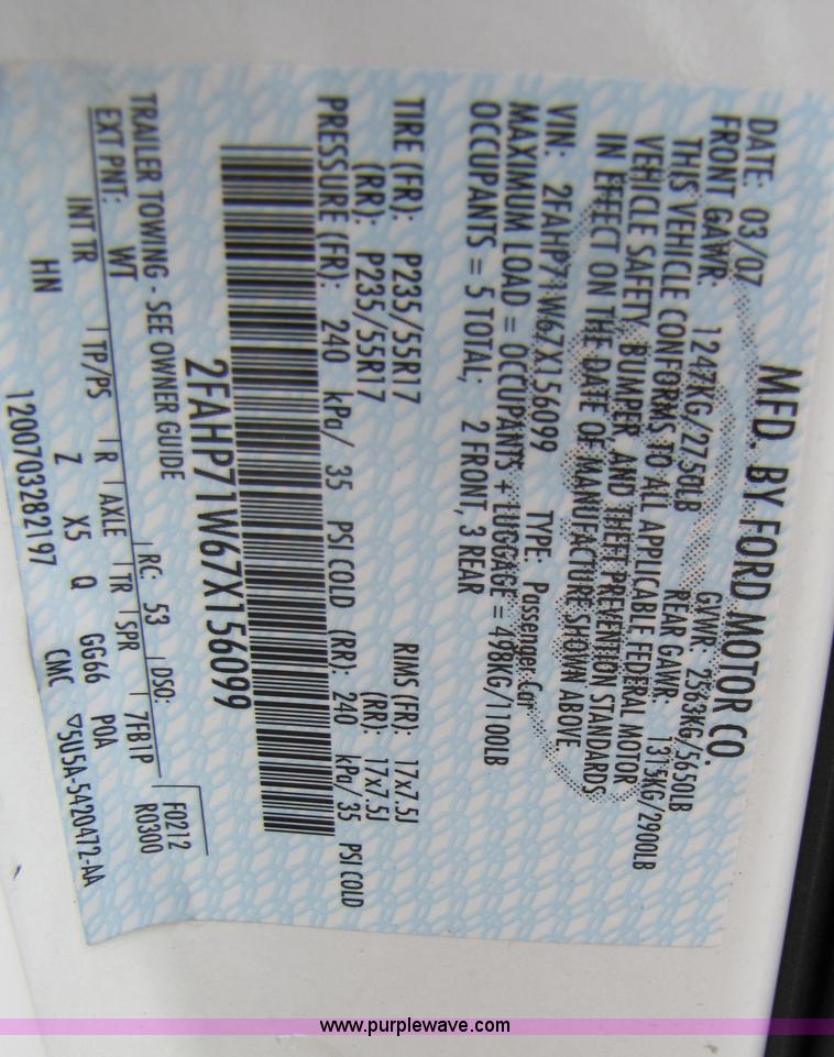 image for item 5244 2007 Ford Crown Victoria Police Interceptor sedan