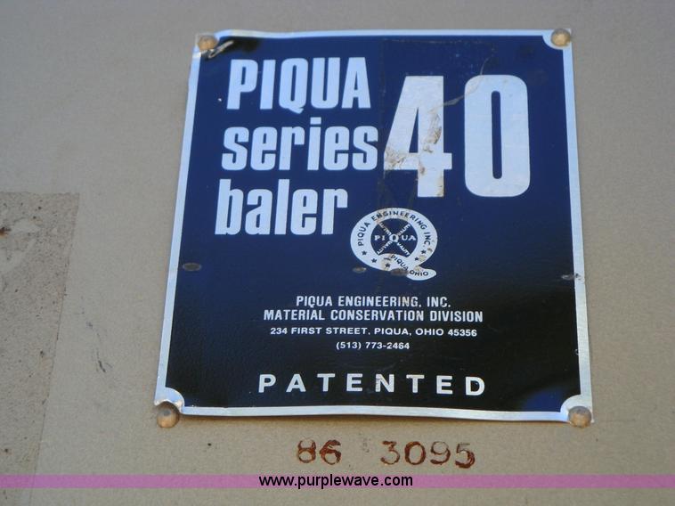 image for item 1006 Piqua Series 40 cardboard, plastic, and soft material baler