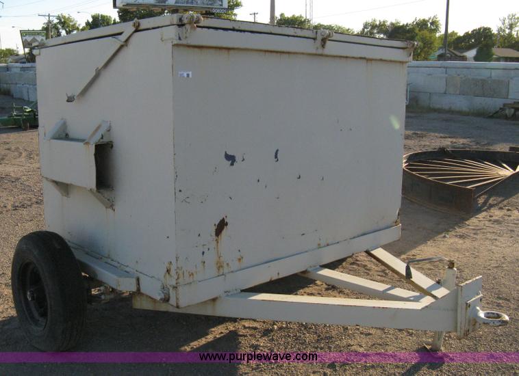 image for item 8007 Steel trash dumpster mounted on pintle hitch dolly