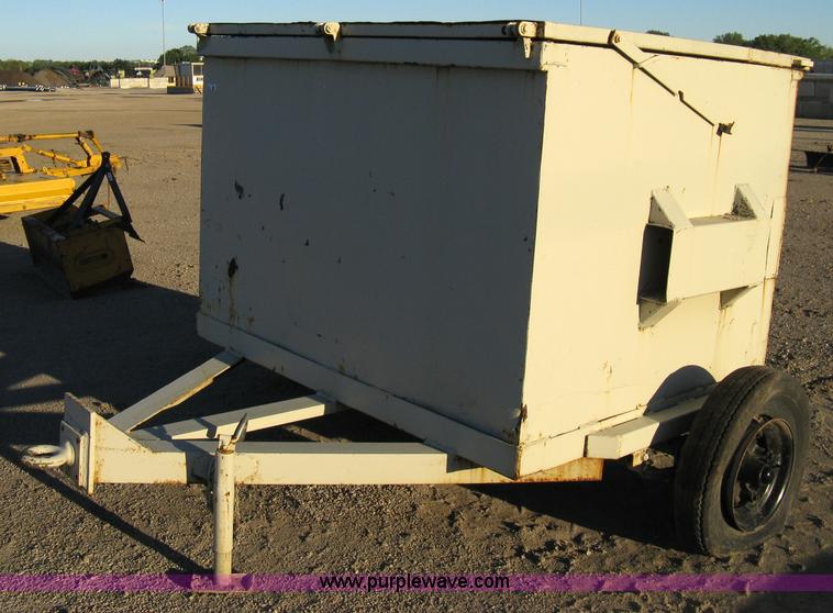 image for item 8007 Steel trash dumpster mounted on pintle hitch dolly