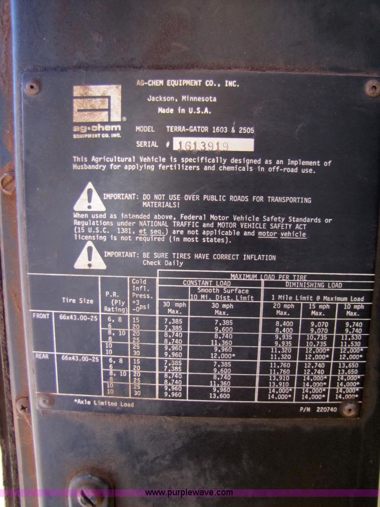 image for item 3449 1989 Ag-Chem 1603T