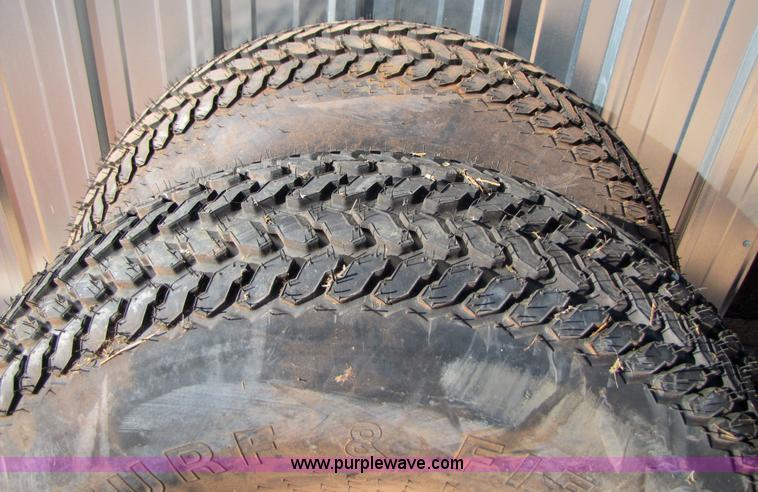 image for item 3457 (2) new 13.6-16 turf tires on rims