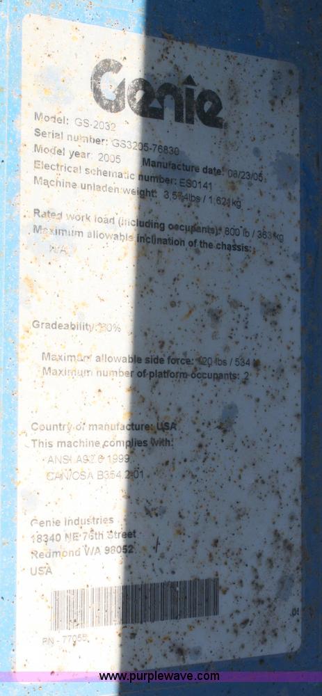 image for item 4820 2005 Genie GS2032 scissor lift