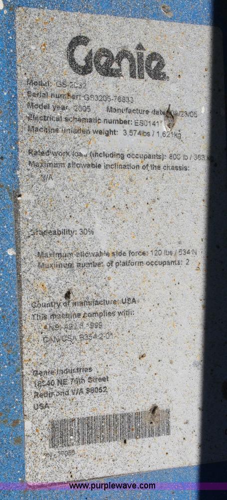 image for item 4821 2005 Genie GS2032 scissor lift