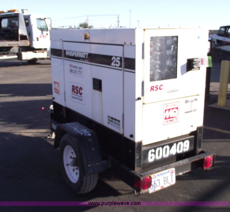 image for item 5953 Multiquip Whisperwatt 25kw tow-able generator